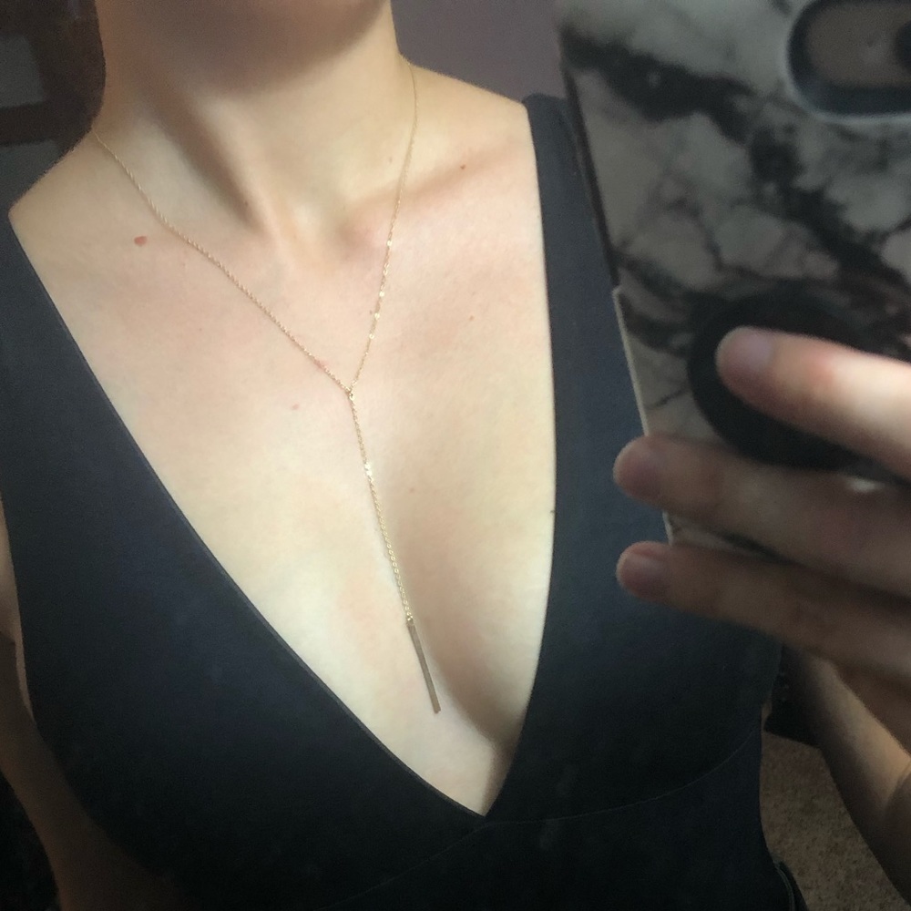 Delicate Gold Long-Bar Necklace ✨